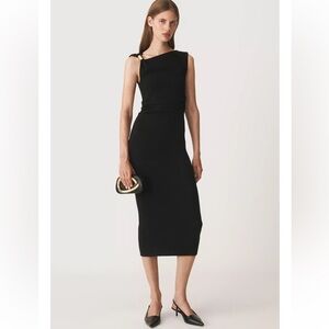 ZARA ASYMMETRIC FITTED DRESS 50TH ANNIVERSARY | Black w Gold Detail | S NWT